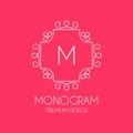 Simple monogram design template, Elegant line art logo design,