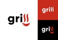 simple monogram grill hot fire bbq logo vector design Royalty Free Stock Photo