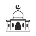 Simple mosque building icon with simple black design