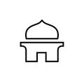 Simple Mosque or Mushola Logo Icon, Line Art Illustration