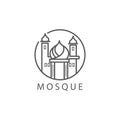 Simple mosque outline circle logo vector design illustration