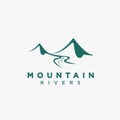 Simple mountain river landscape logo icon vector