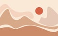 Simple Mountain and Sun Background Abstract. Desert Mountain Vector
