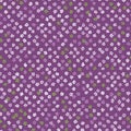 Simple naive floral shapes seamless vector purple and green ditsy pattern