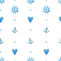 Simple nautical pattern with watercolor painted