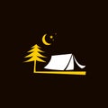 Simple night illustration outdoor tent camp idea