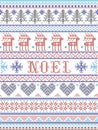 Simple Noel Christmas pattern with Scandinavian, Nordic festive winter pasterns in cross stitch with heart, snowflake, snow