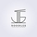 simple noodle line art logo bowl vector illustration design icon symbol template label sign Royalty Free Stock Photo