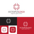 Simple Octopus logo.Minimal Icon Style.Vector Illustration.Black and white.Unique, elegant, modern style