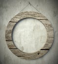 Simple old circle wooden frame, vintage background