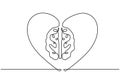 Simple One Line Drawing of a Brain Inside a Heart Symbol, Representing Mind and Emotions Royalty Free Stock Photo