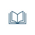 Simple Open Book Illustration: Blue Line Art for Learning, Reading, and Education Concepts Royalty Free Stock Photo