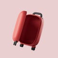 Simple open red suitcase for travel 3d render illustration. Royalty Free Stock Photo