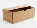 A simple, open-top cardboard box against a white background isolated on white background Royalty Free Stock Photo