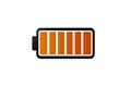 A simple orange battery icon isolated on a white background