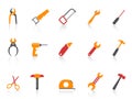 Simple orange color hand tool icons set Royalty Free Stock Photo