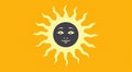 simple orange and yellow smiling sun illustration, in style of cartoon, cheerful sunny backdrop template