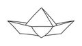Simple Line Drawing of a Folded Paper Boat Royalty Free Stock Photo