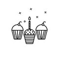 Simple outline Birthday Party cupcakes vector icon