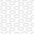 Simple outline clouds pattern. Seamless kids background.