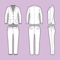 Simple outline drawing of a blazer and pants