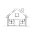 Simple Outline Drawing of a House with a Chimney and Windows Royalty Free Stock Photo