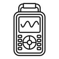 Digital oscilloscope showing sinusoidal signal icon outline