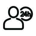 Simple Outline Support Agent 24 Hour Service Icon Royalty Free Stock Photo