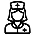 Outline Bold Stroke Nurse Wearing Hat and Uniform Avatar Icon Royalty Free Stock Photo