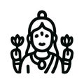 Simple Outline Lakshmi Goddess Icon Illustration Graphic Royalty Free Stock Photo