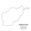 Simple outline map of Afghanistan, silhouette in sketch line sty