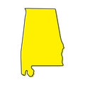 Simple outline map of Alabama is a state of United States. Styli Royalty Free Stock Photo