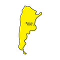 Simple outline map of Argentina with capital location