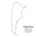 Simple outline map of Argentina, in sketch line style