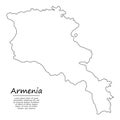 Simple outline map of Armenia, silhouette in sketch line style