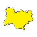 Simple outline map of Auvergne-Rhone-Alpes is a region of France