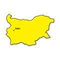 Simple outline map of Bulgaria with capital location