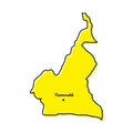 Simple outline map of Cameroon with capital location