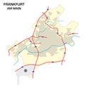 Simple outline map of the city of Frankfurt am Main, Germany