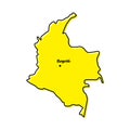 Simple outline map of Colombia with capital location