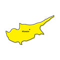 Simple outline map of Cyprus with capital location