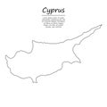 Simple outline map of Cyprus, silhouette in sketch line style