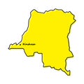 Simple outline map of DR Congo with capital location Royalty Free Stock Photo