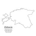 Simple outline map of Estonia, silhouette in sketch line style