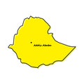 Simple outline map of Ethiopia with capital location
