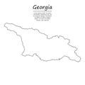 Simple outline map of Georgia, silhouette in sketch line style