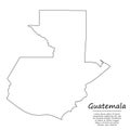 Simple outline map of Guatemala, silhouette in sketch line style