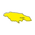 Simple outline map of Jamaica with capital location