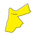 Simple outline map of Jordan with capital location