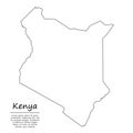 Simple outline map of Kenya, silhouette in sketch line style